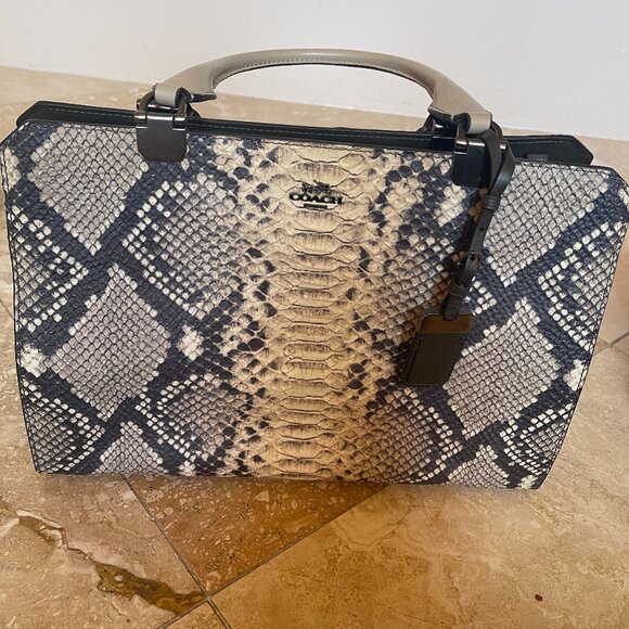 Coach Top Handle Embossed Python Leather Bag - Picture 1 of 4